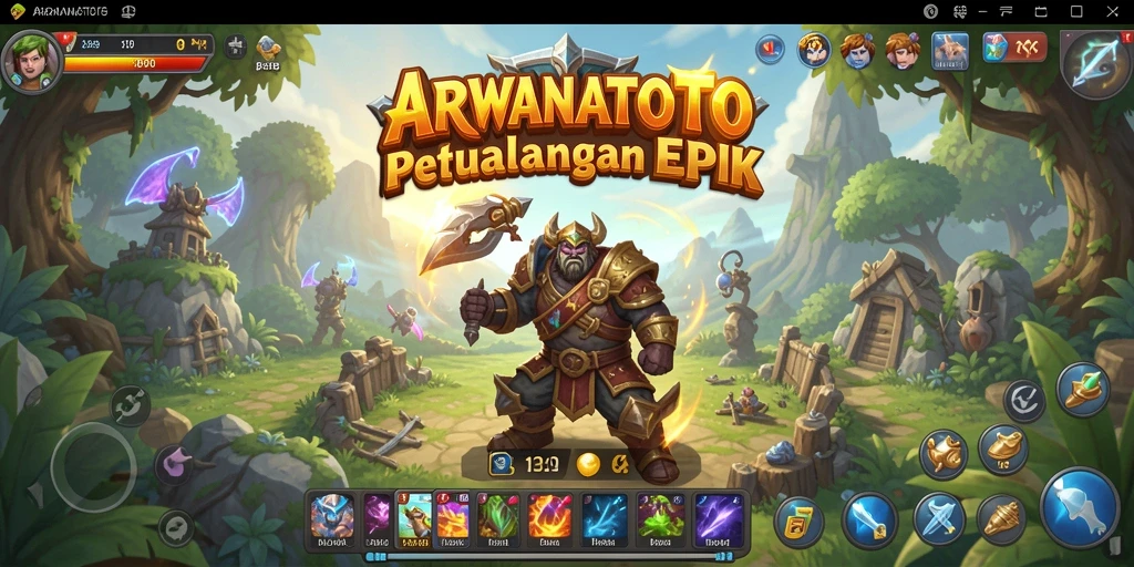 Screenshot gameplay ARWANATOTO menampilkan pertempuran epik dan petualangan RPG.
