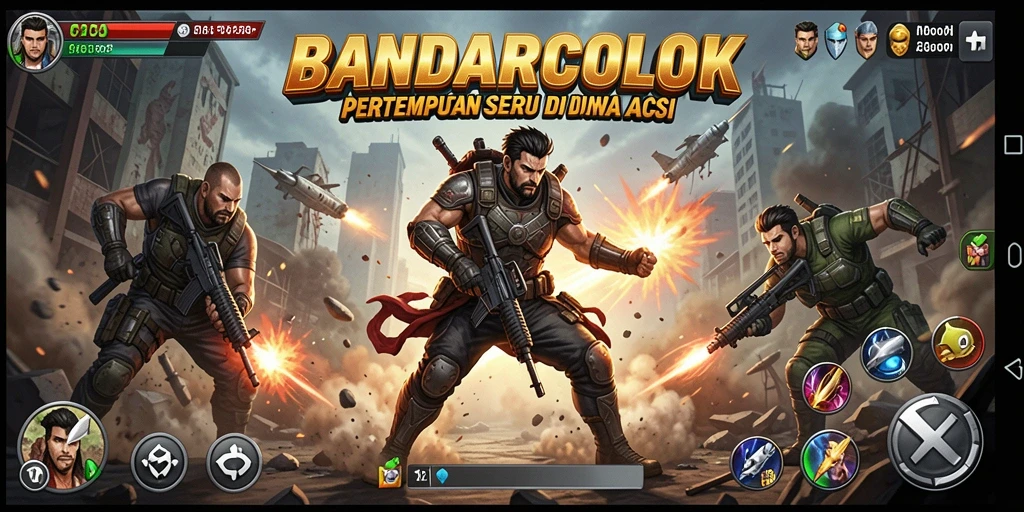 Tangkapan layar menunjukkan aksi seru di BANDARCOLOK dengan berbagai musuh.