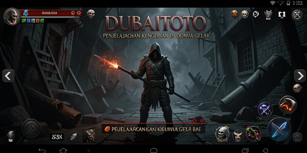 Screenshot utama DUBAITOTO menampilkan suasana gelap dan menegangkan di gameplay.