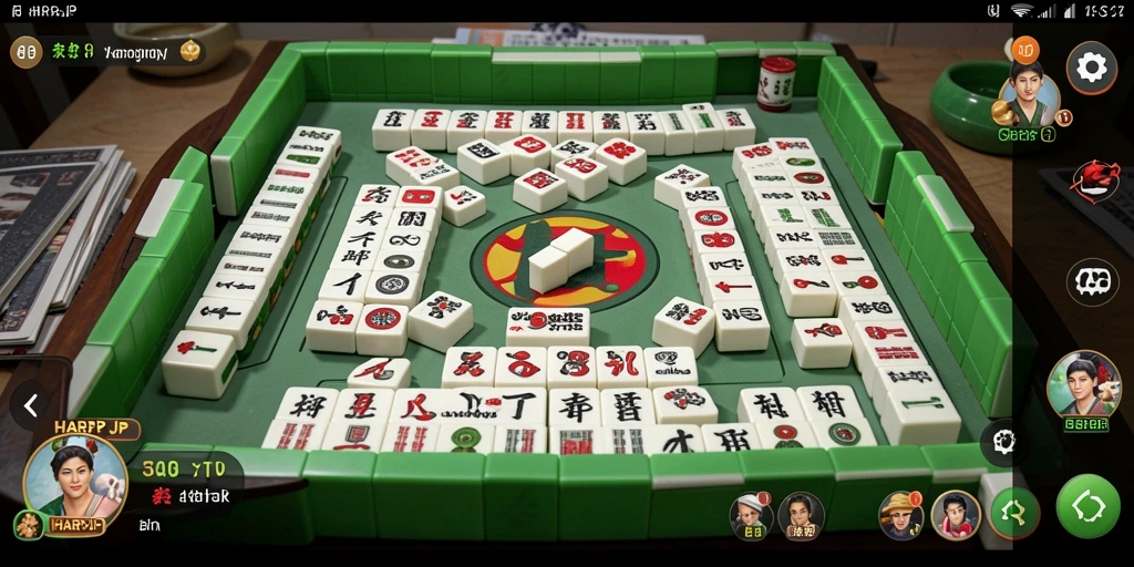 Screenshot gameplay HARAPJP, menunjukkan ubin Mahjong yang menarik dan interaksi pemain.