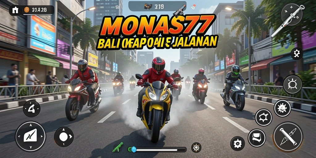 Screenshot gameplay MONAS77 yang menampilkan akselerasi balapan motor.