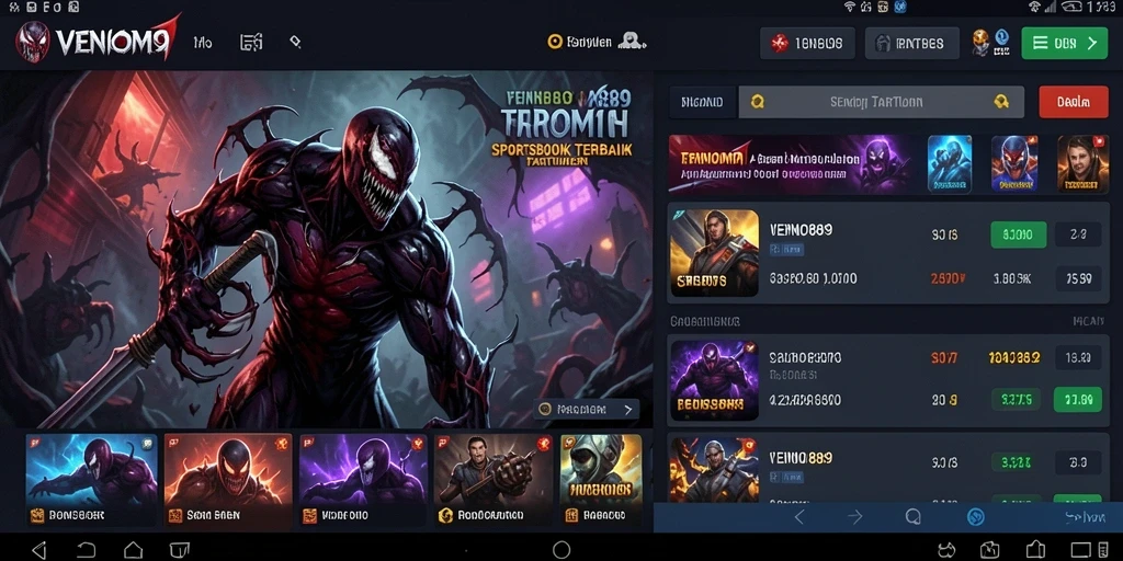 Tampilan antarmuka dan pilihan taruhan di VENOM889